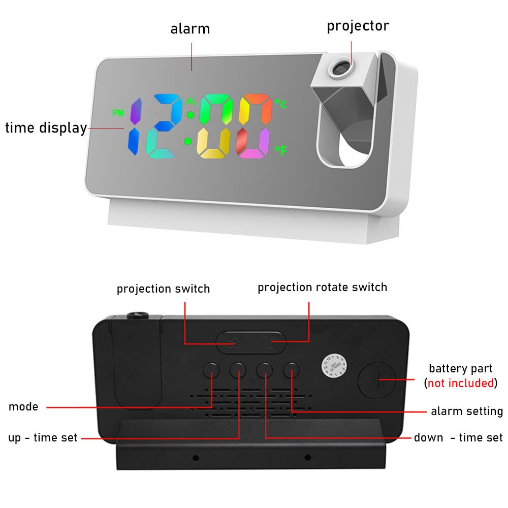 Adjustable LED Digital Projection Alarm Clock