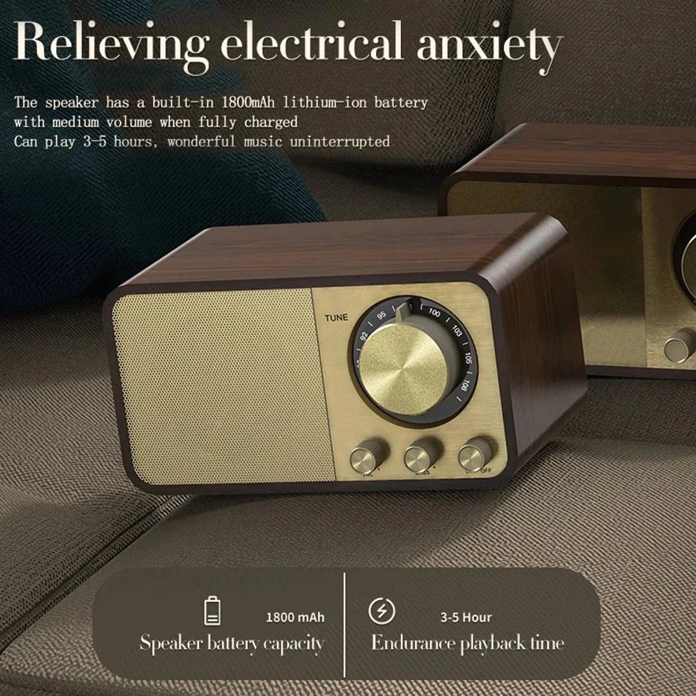 Vintage Classic Wood Theme Bluetooth Speaker with Radio