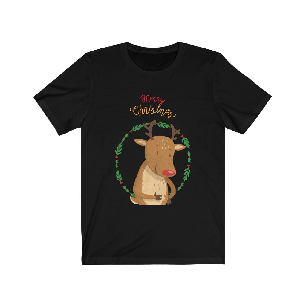 Womens Reindeer Holiday Short Sleeve Tee