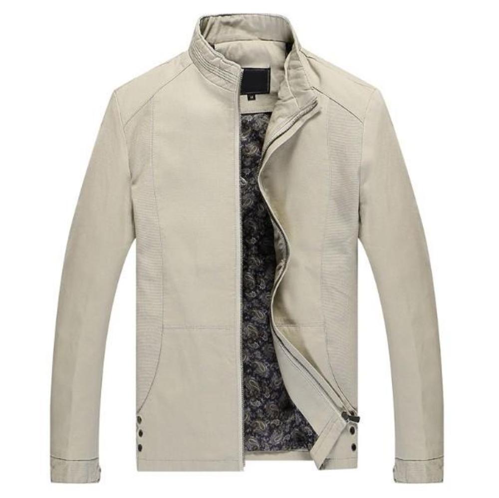 Mens Slim Fit Zipped Up Jacket in Beige