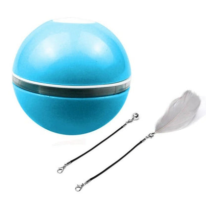 LED Light Electric Pet Ball With Feather