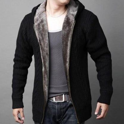Mens Hooded Cardigan with Inner Layered