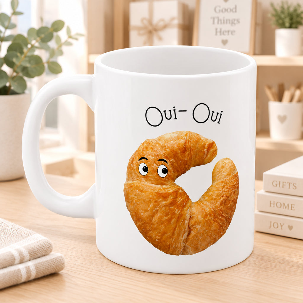 Oui Oui French Croissant Novelty Mug
