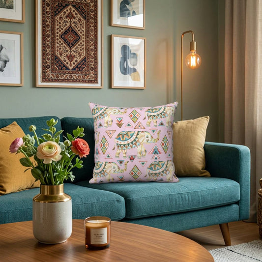 Rustic Elephant Two Color Sided Cushion Home Decoration Accents - 4 Sizes