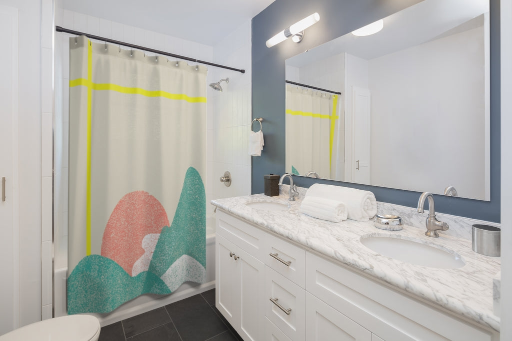 Landscape with Yellow Stripes Shower Curtains Home Decor