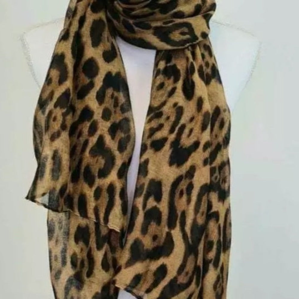Womens Chiffon Leopard Print Scarves 2 Units Pack