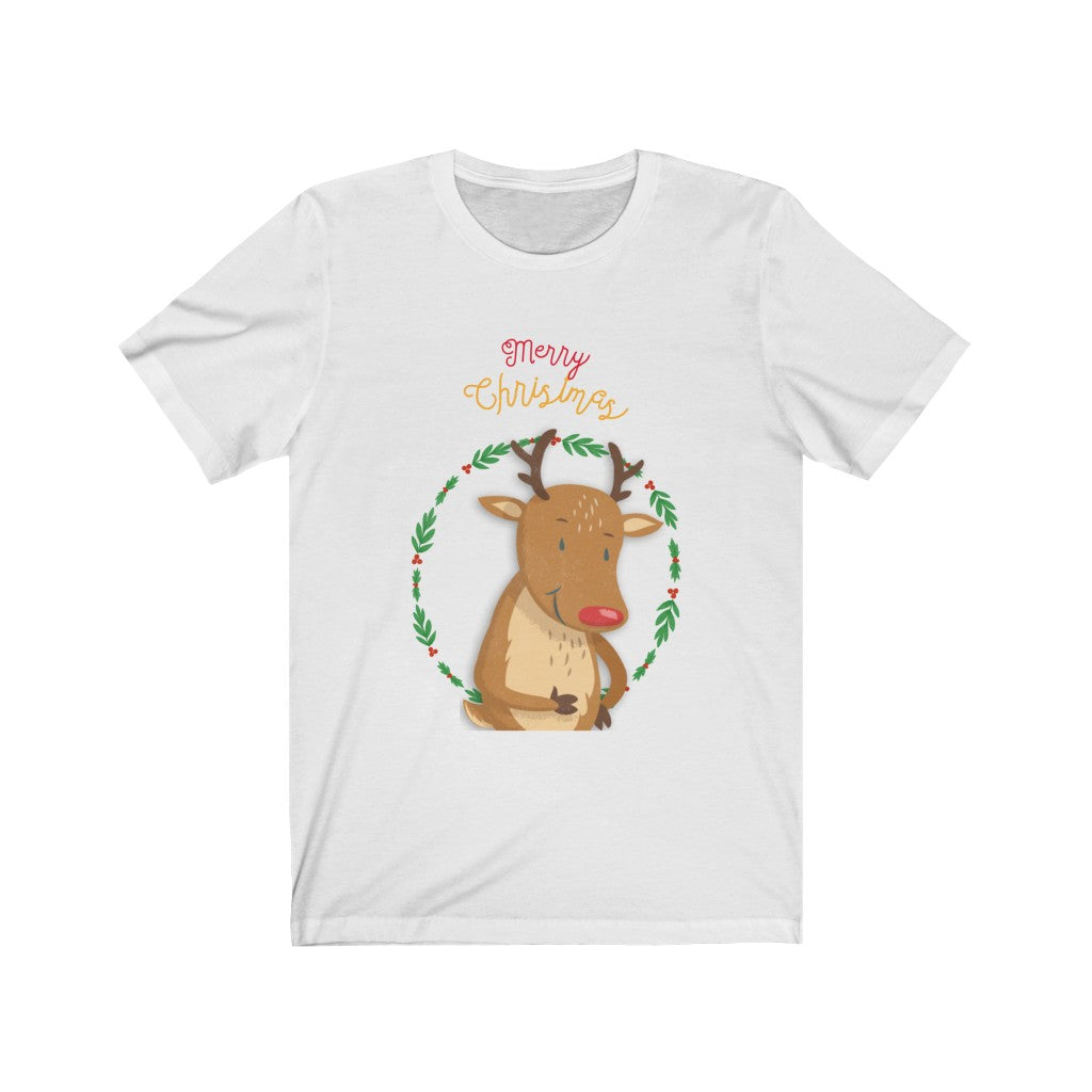 Womens Reindeer Holiday Short Sleeve Tee