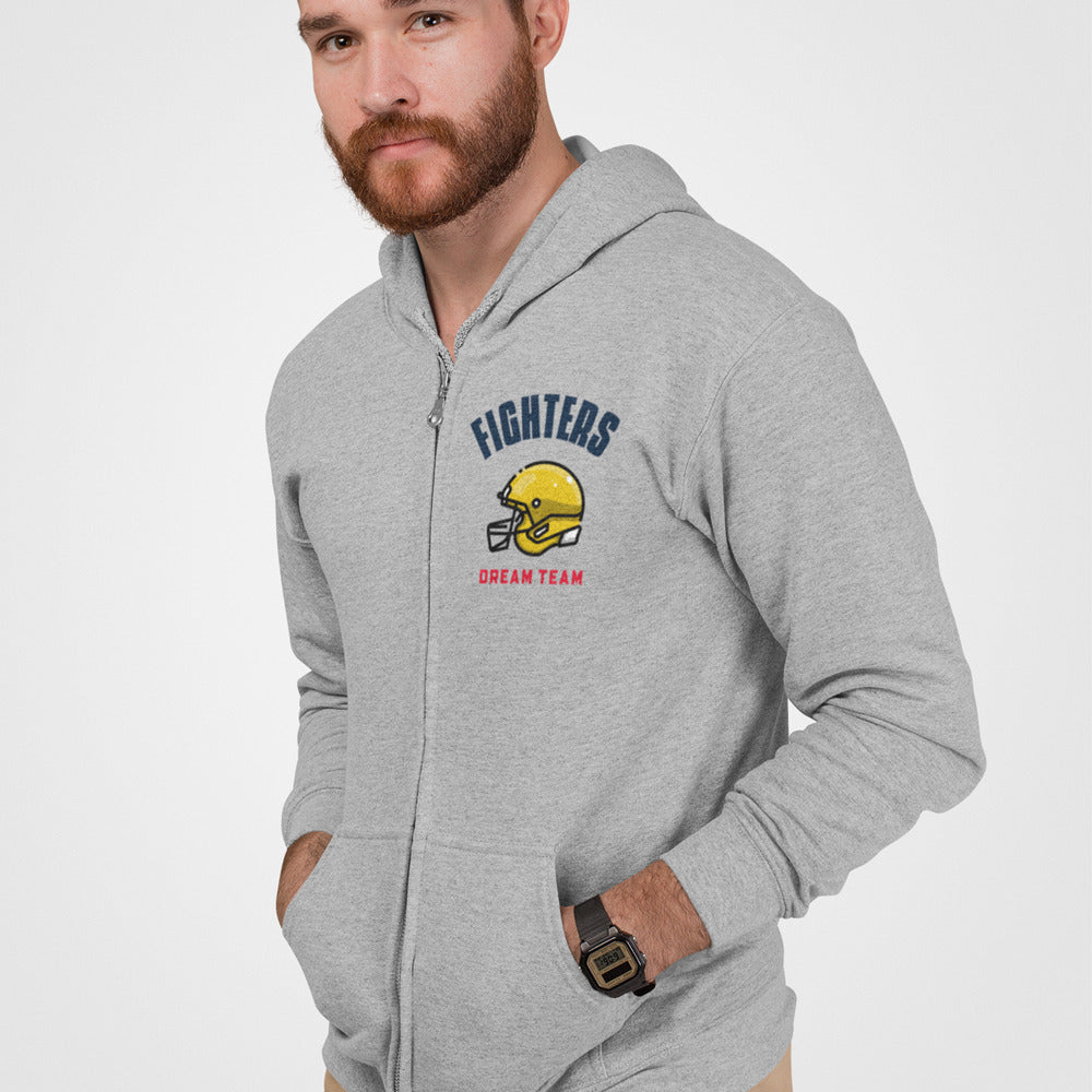 Mens Football Theme Zip Hooded Sweatshirt