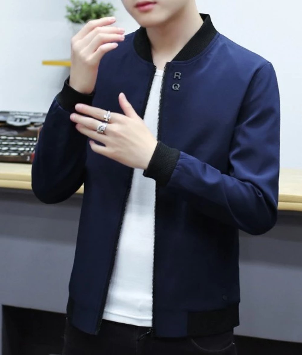 Mens Round Neck Zipper Jacket with Inner Warming Layer