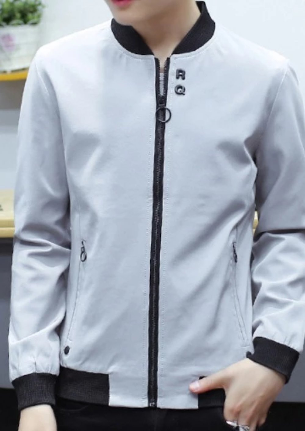 Mens Round Neck Zipper Jacket with Inner Warming Layer