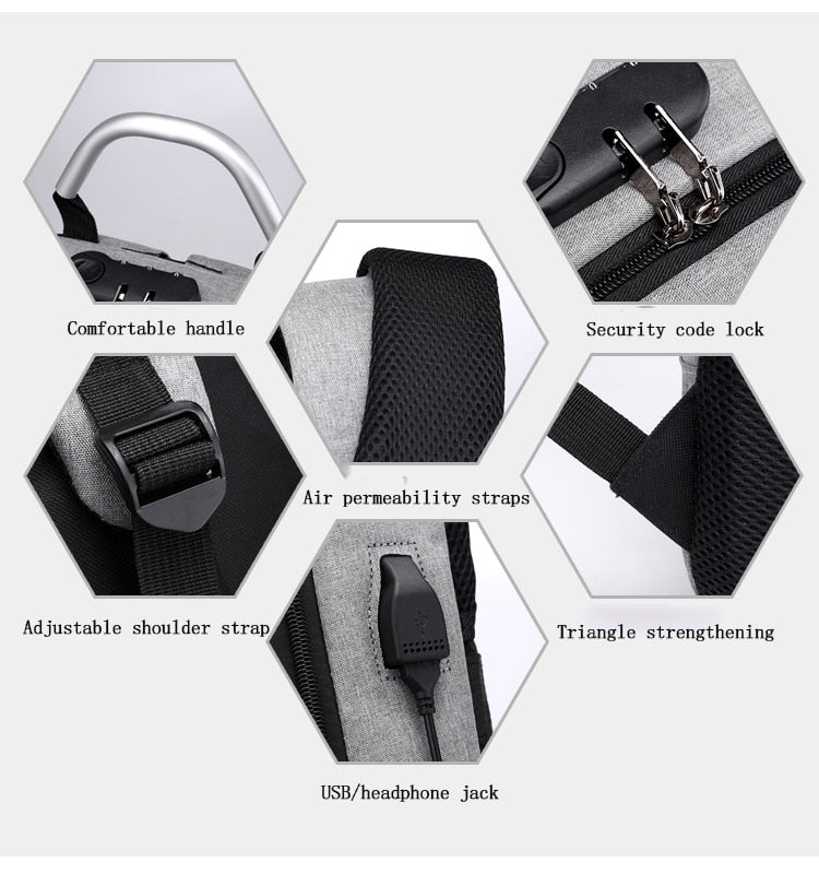 Multifunctional Anti Shock Backpack with USB and Headphone Port