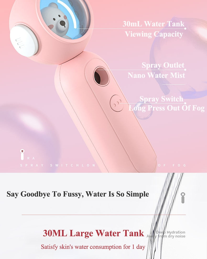 Adorable Bear Portable USB Nano Humidifier Facial Moisturizing Spray