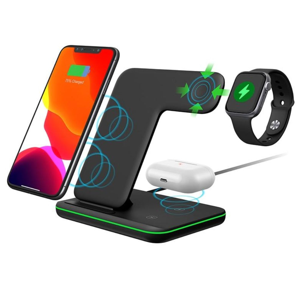 15W 3 in 1 Fast Wireless Charging Station for Mobile Phones