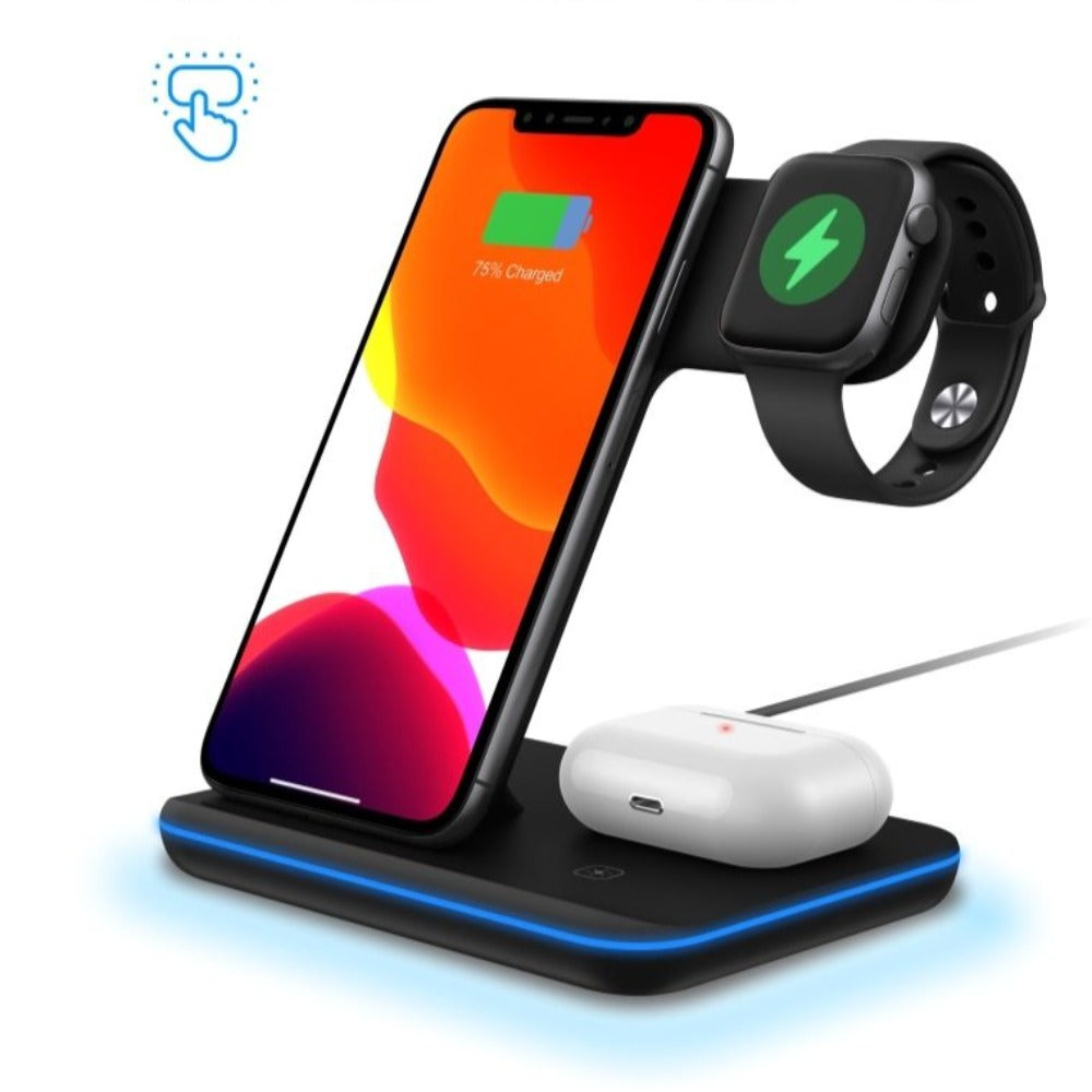 15W 3 in 1 Fast Wireless Charging Station for Mobile Phones