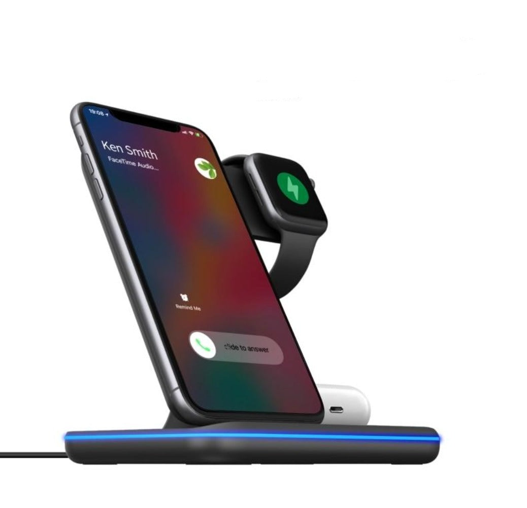 15W 3 in 1 Fast Wireless Charging Station for Mobile Phones