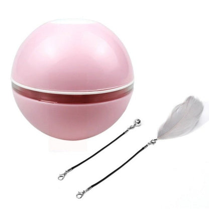 LED Light Electric Pet Ball With Feather