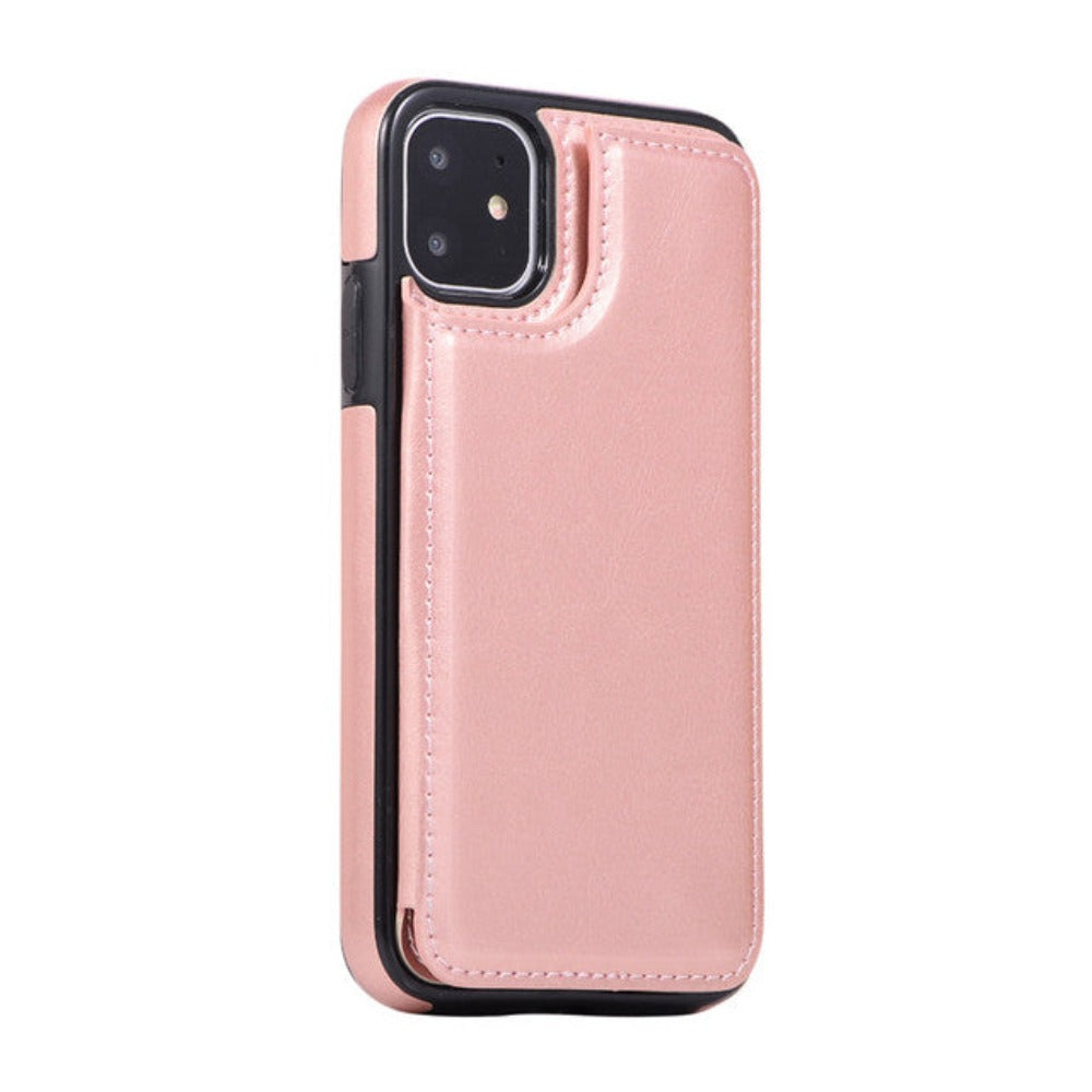 Casual Retro Theme Vegan Leather Flip Wallet Case for iPhone 11 to 15