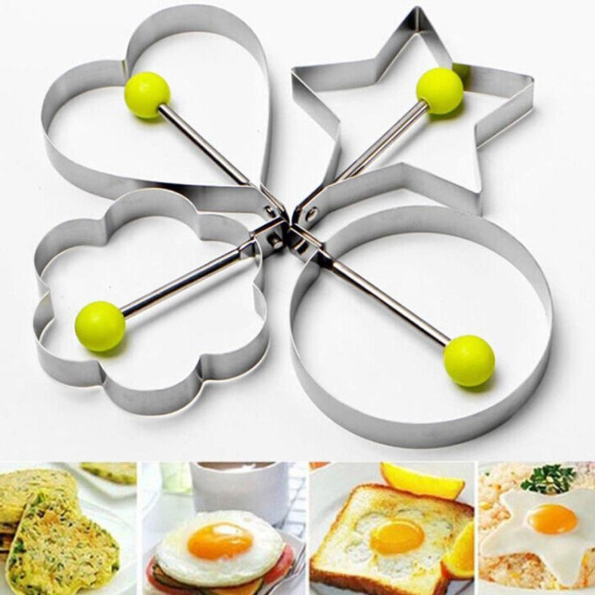 Stainless Steel Fried Egg Pancake Shaping Mold 4 pcs set