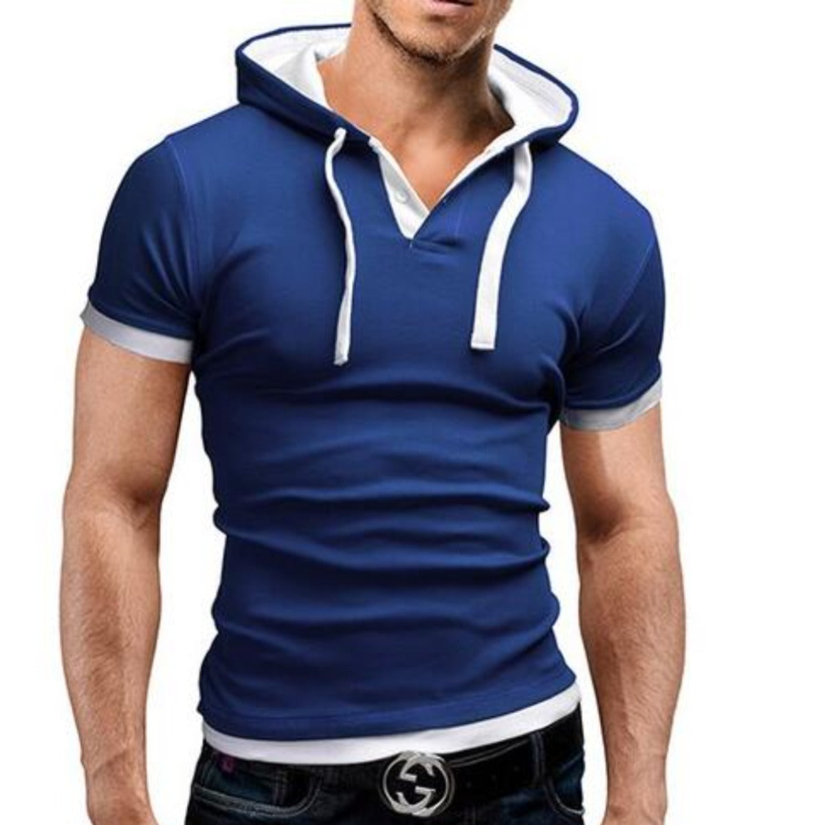 Mens Hooded Short Sleeve T Shirt
