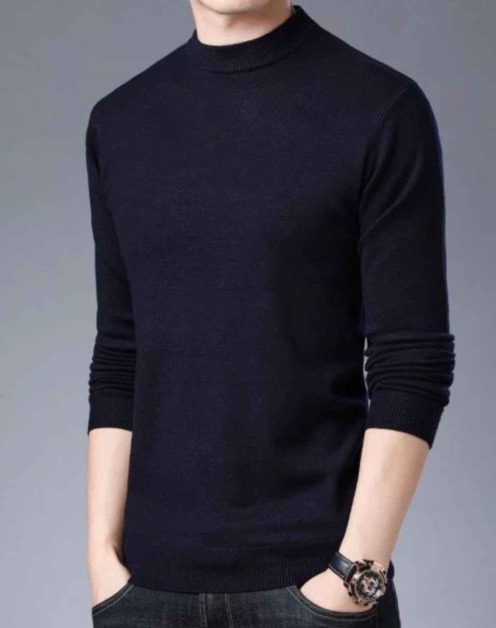 Mens Round Neck Slim Fit Sweater