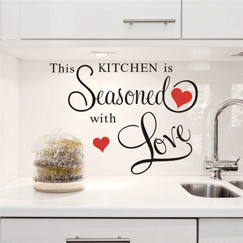 Kitchen Wall Stickers Decoration This Kitchen Is Seasoned with Love ( 3 stickers set)