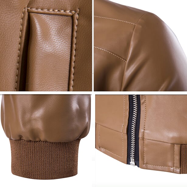 Mens Faux Leather Zipper Jacket