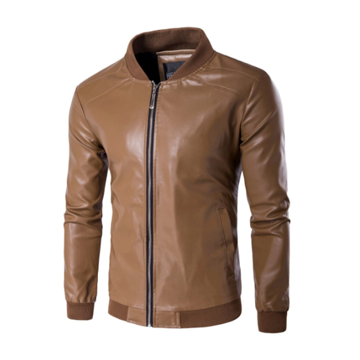 Mens Faux Leather Zipper Jacket