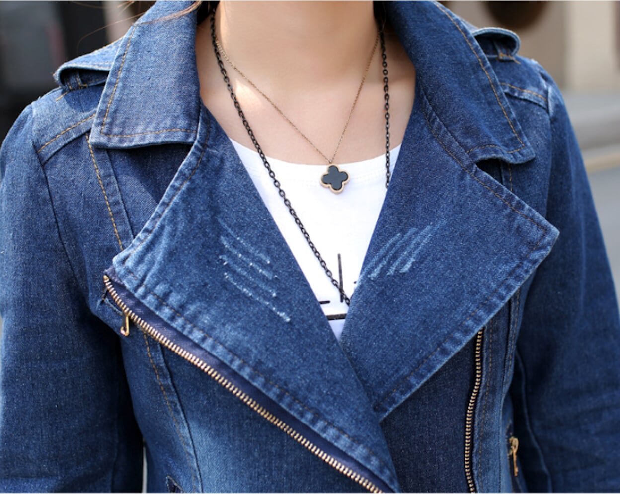 Womens Denim Biker Jacket