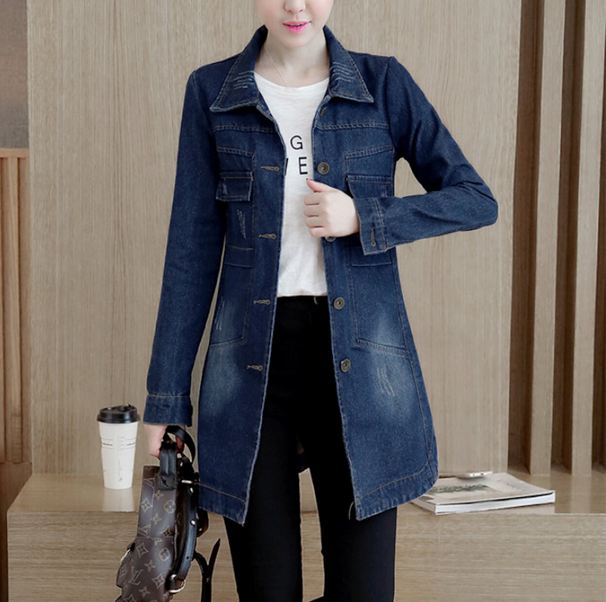 Womens Mid Length Denim Jacket