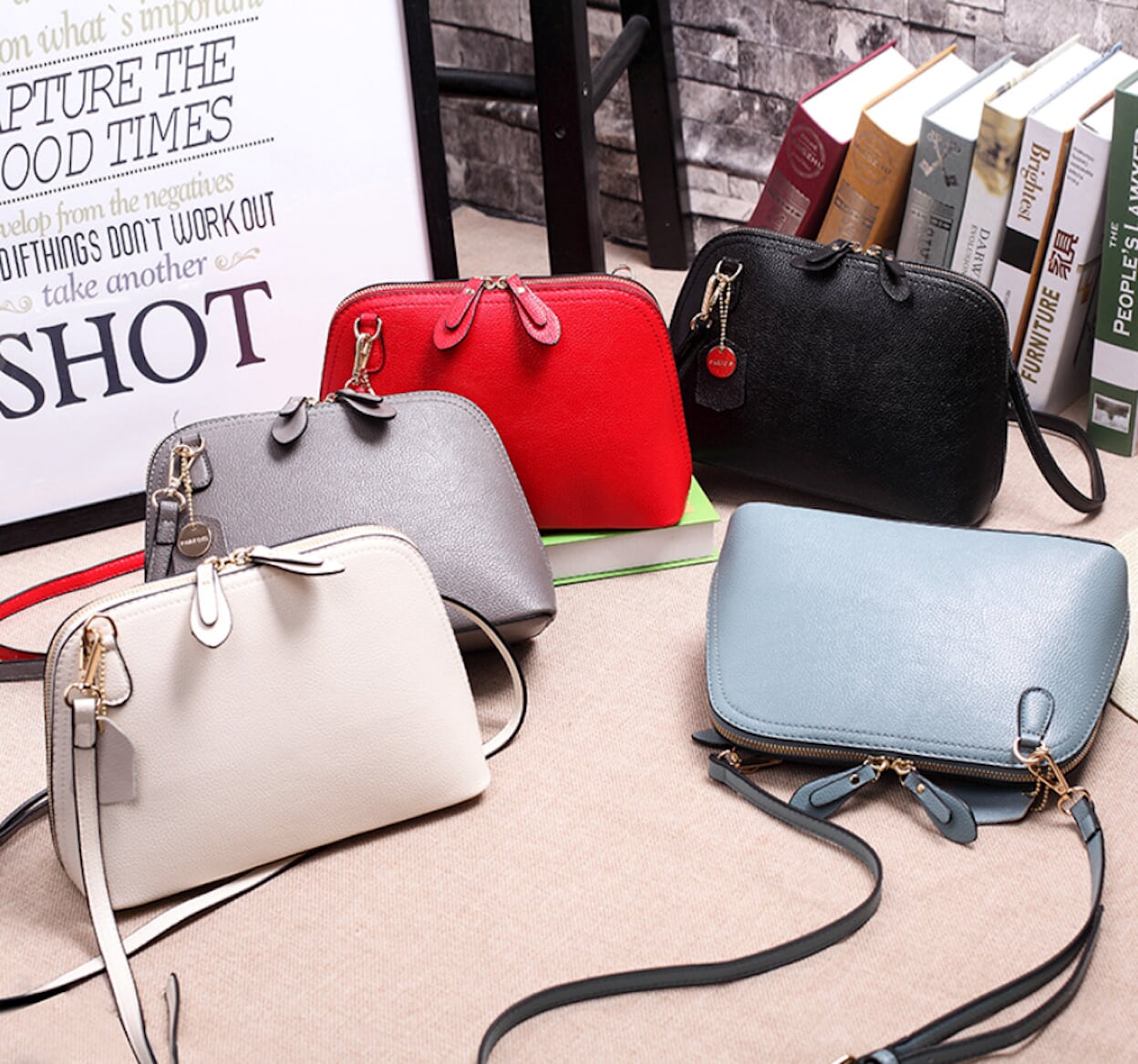 Womens Two Way Zipper Shoulder Bag