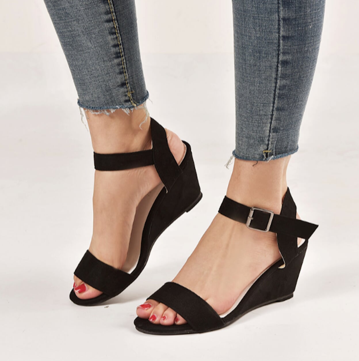 Womens Vegan Leather Wedge Sandals