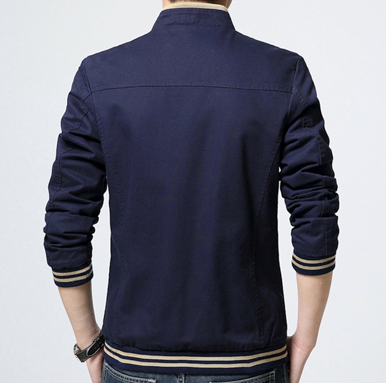 Mens Stand Collar Zipper Jacket
