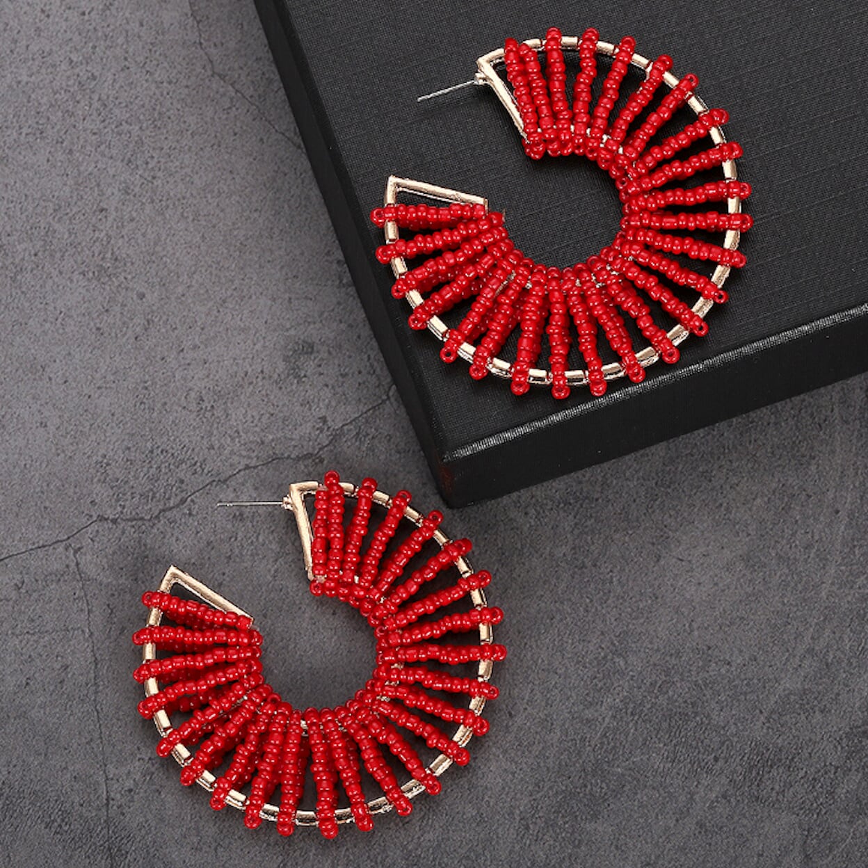 Round Beaded Colorful Earrings