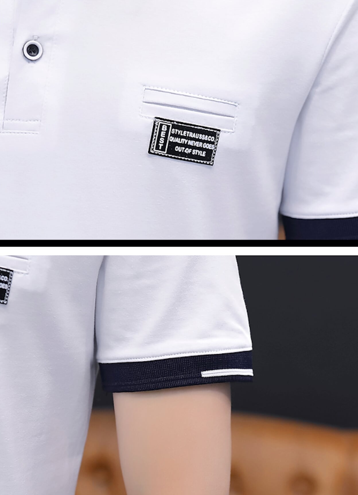 Mens Short Sleeve Two Tone Polo Shirt