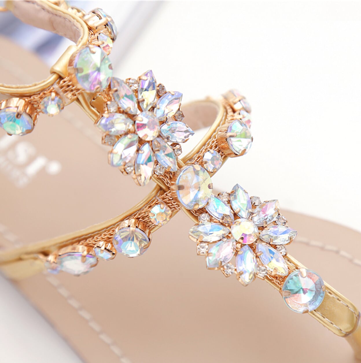 Womens Shiny Rhinestones Vegan Leather Sandals