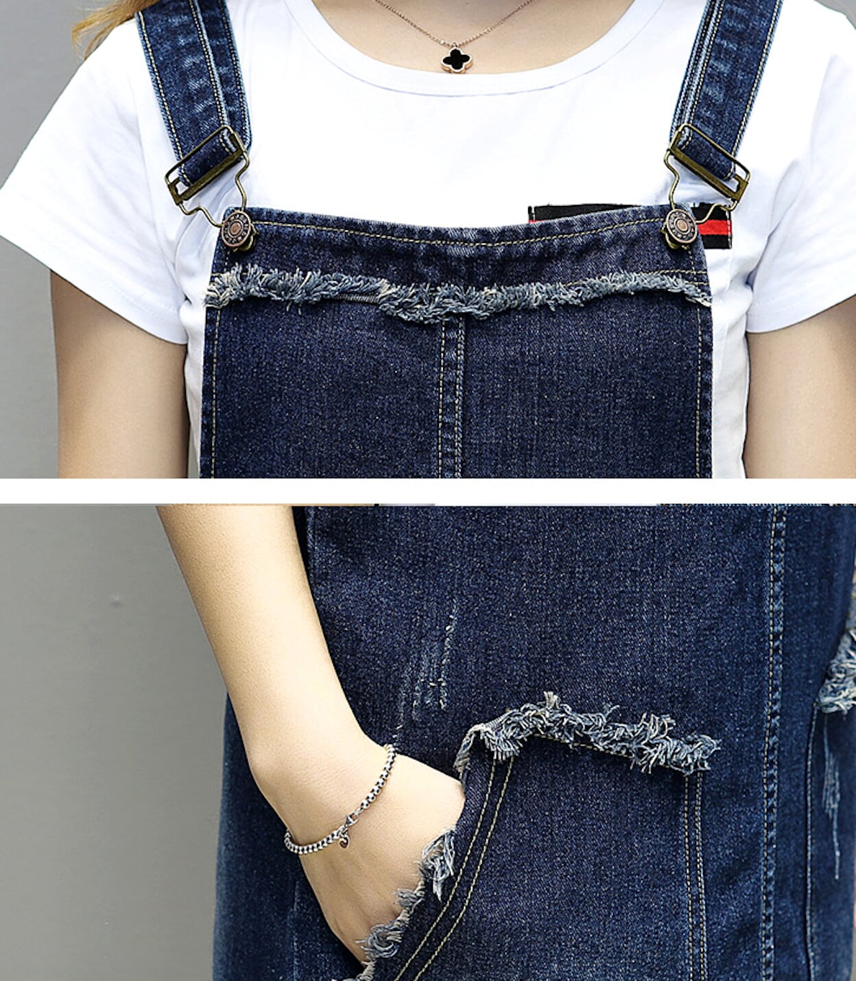 Womens Denim Pinafore Dress with Pockets