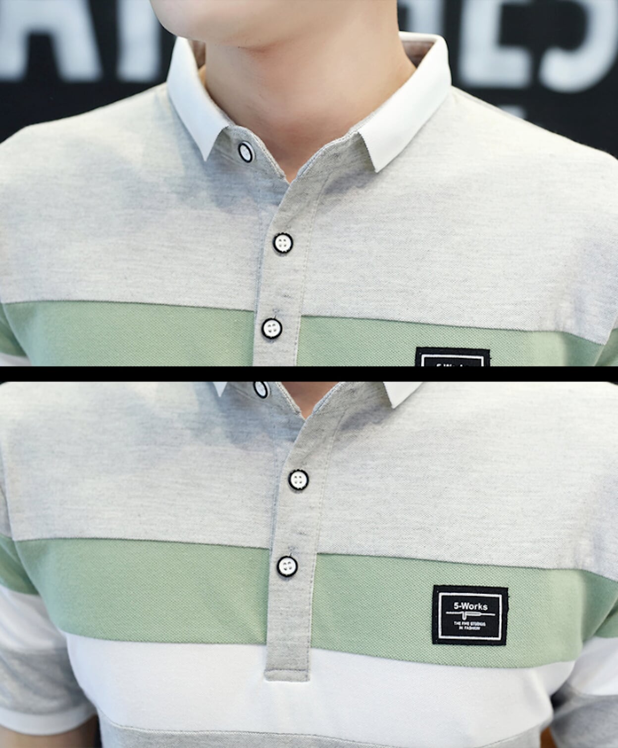 Mens Wide Striped Slim Fit Polo Shirt with Solid Back Panel