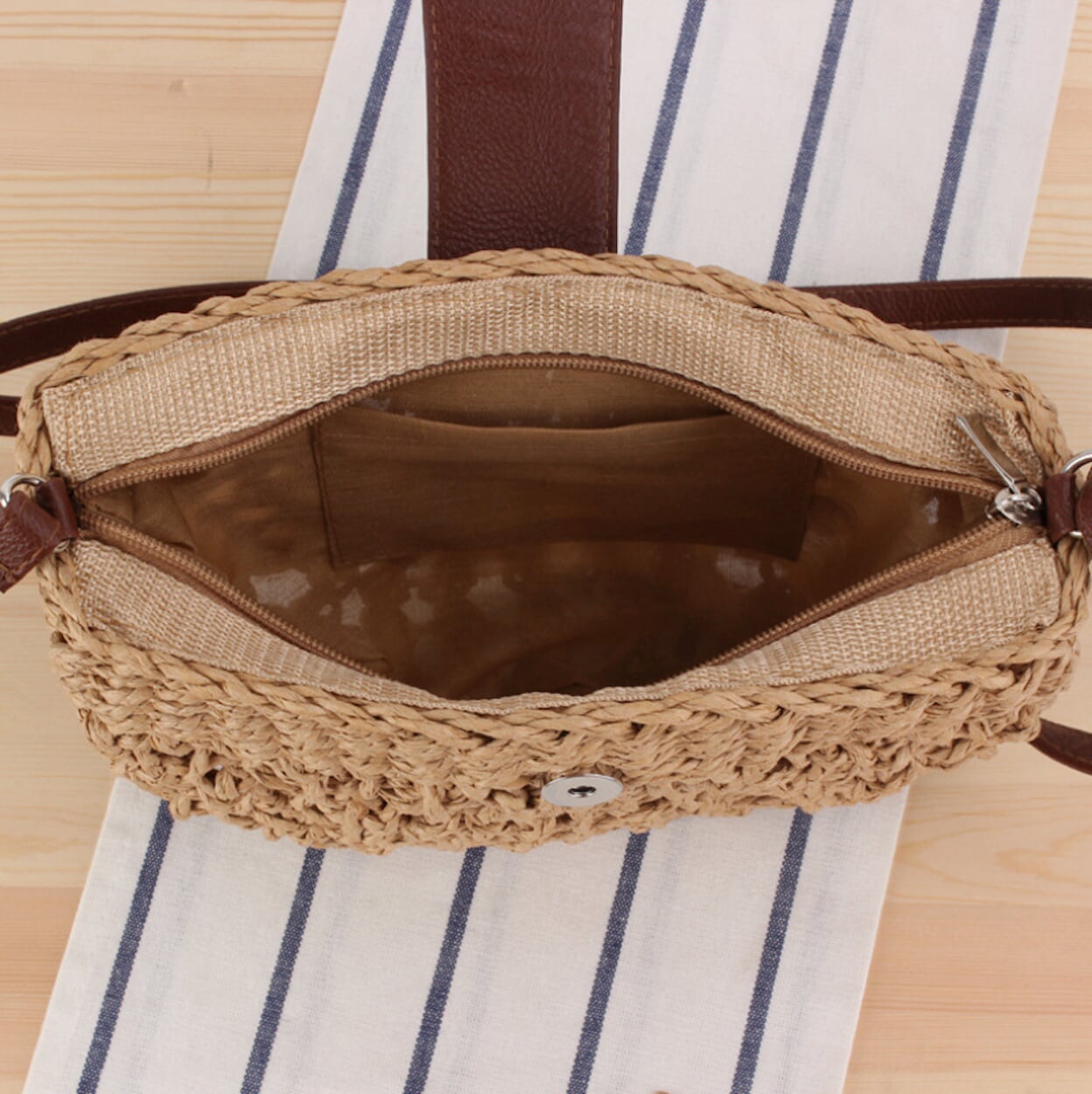 Half Moon Straw Crossbody Bag