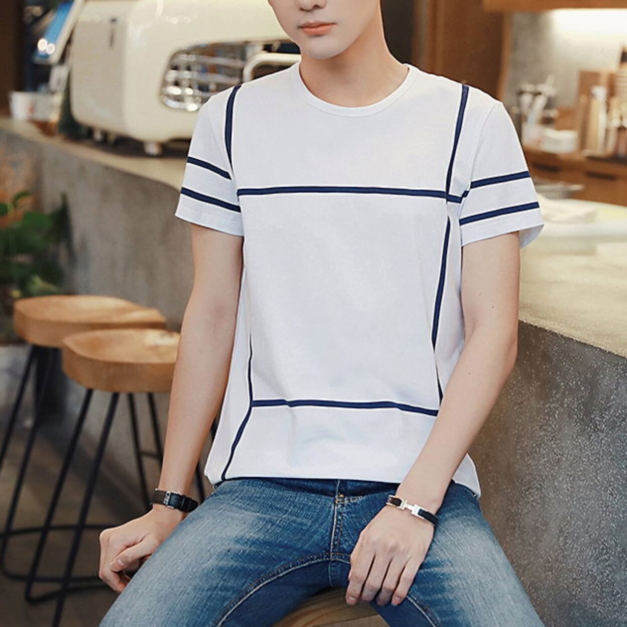 Mens Printed T-Shirt with Lines