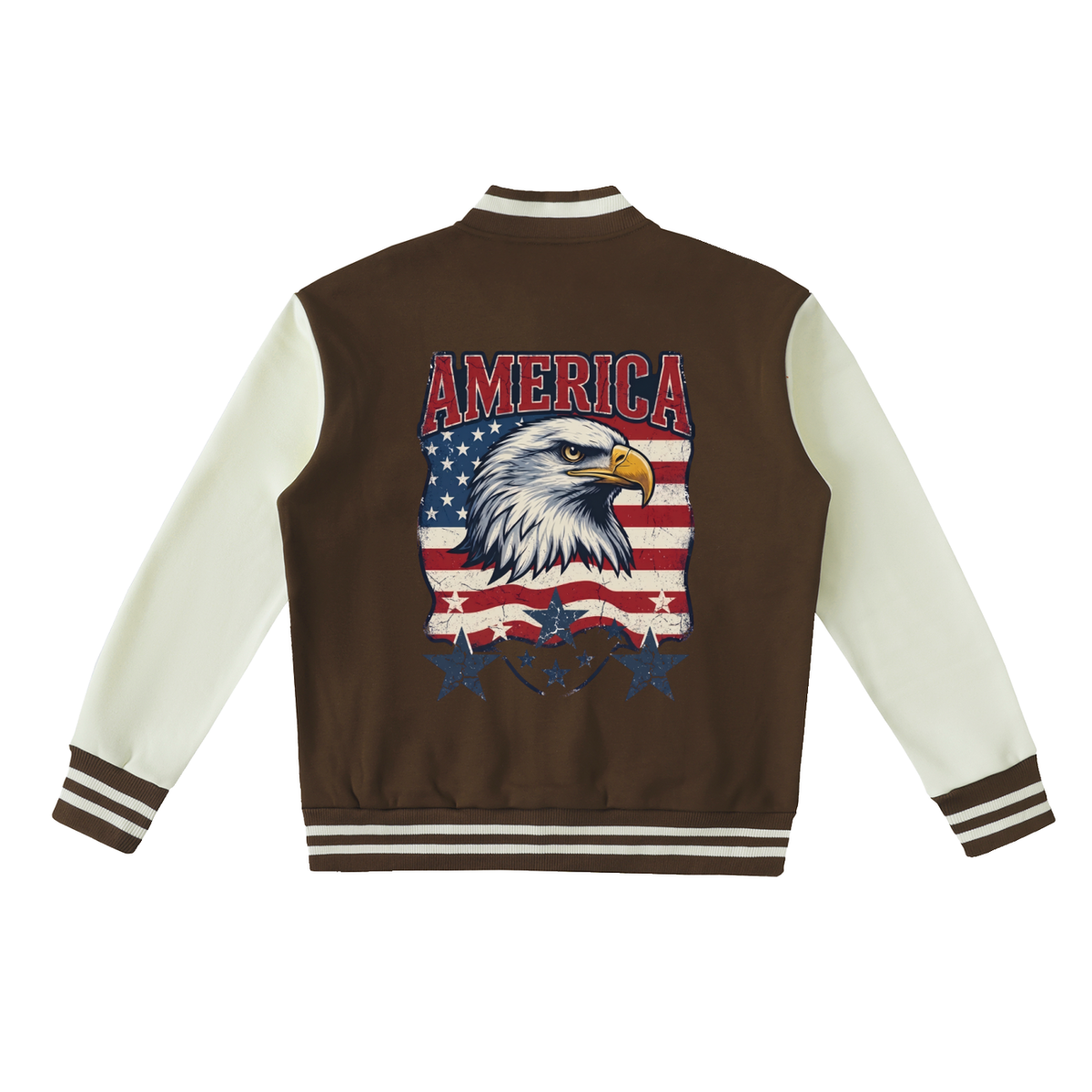 Mens Eagle Theme Two-Tone Fleeced Varsity Jacket