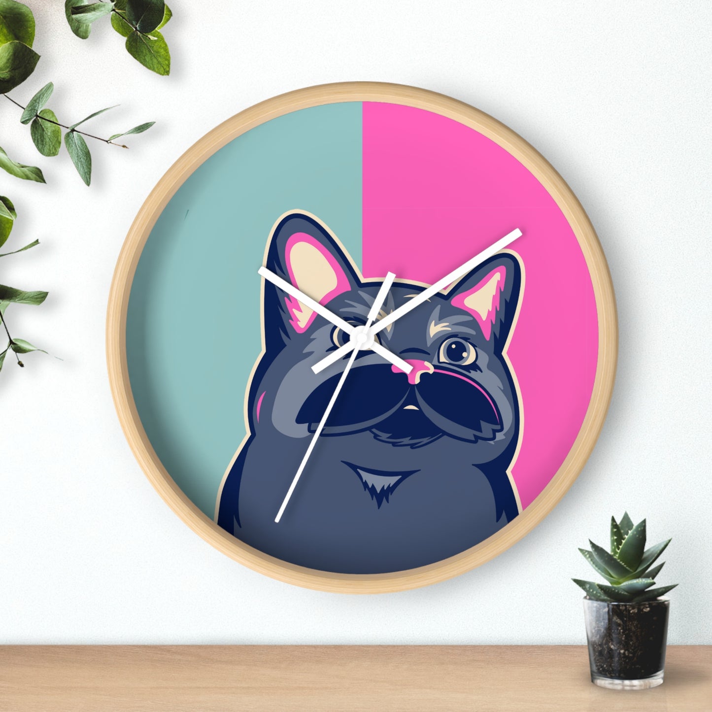 Cute Cat Color Block Wall clock