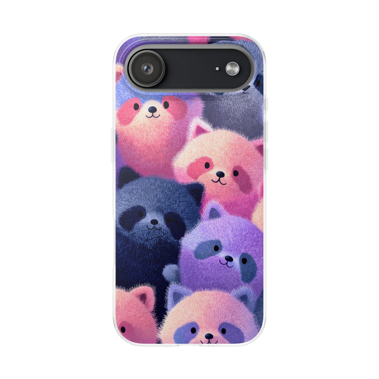 Fluffy Raccoon Cartoon Flexi Cases – Fun and Playful iPhone Case