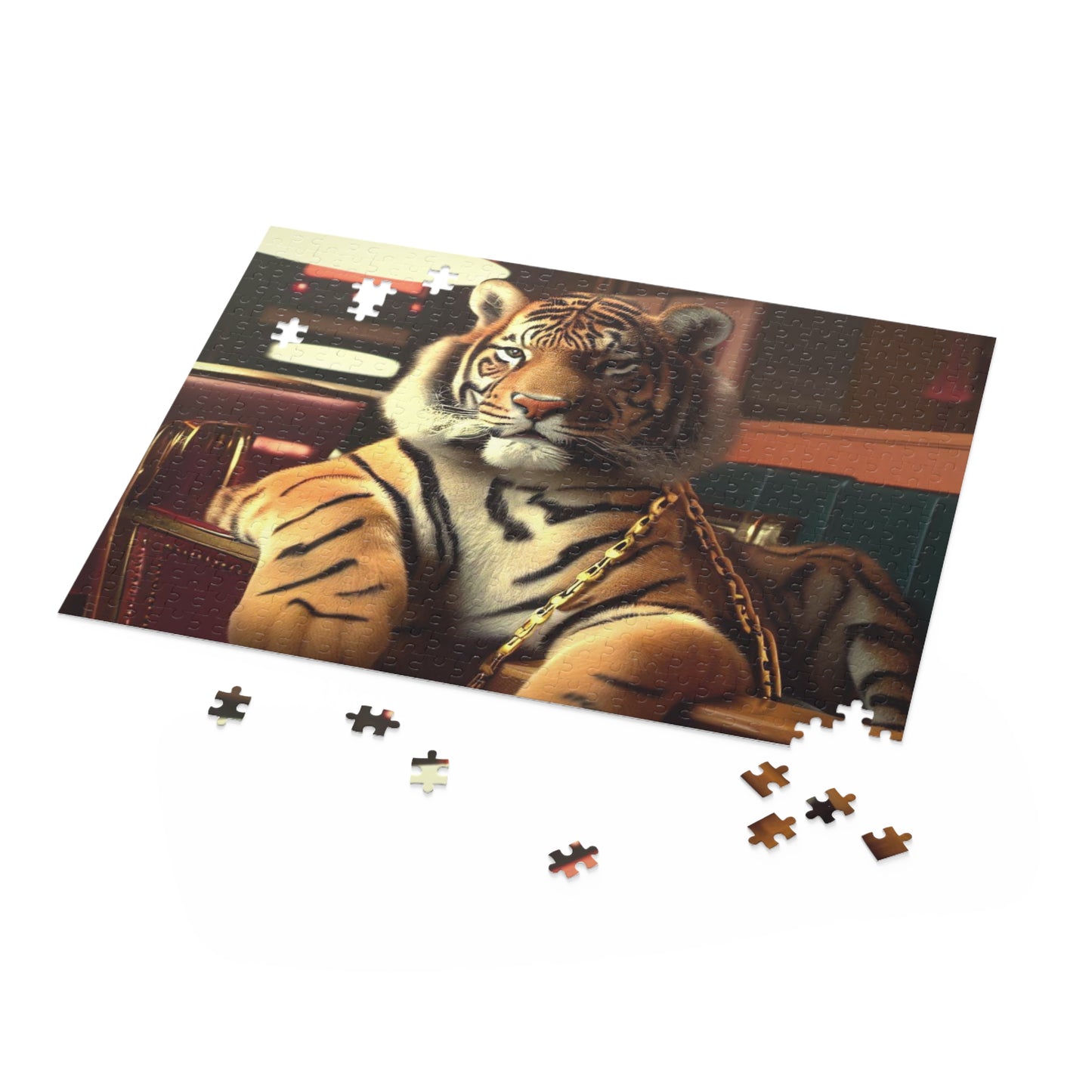 Retro Tiger In A Diner Jigsaw Puzzle 500-Piece