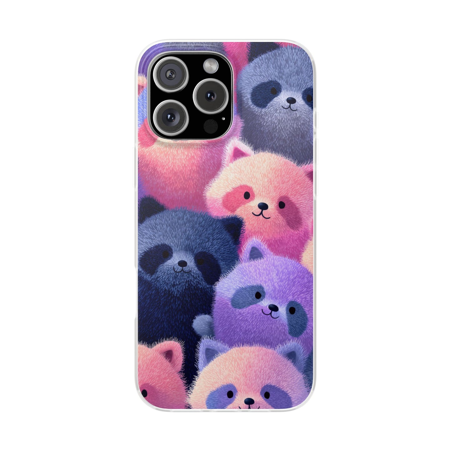 Fluffy Raccoon Cartoon Flexi Cases – Fun and Playful iPhone Case