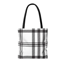 Load image into Gallery viewer, Black and White Plaid Tote Bag
