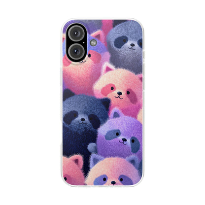 Fluffy Raccoon Cartoon Flexi Cases – Fun and Playful iPhone Case