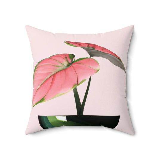 Philodendron Pink Princess in Pot Square Pillow - 3 Sizes