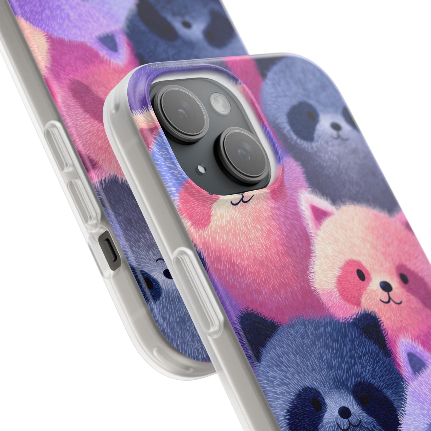 Fluffy Raccoon Cartoon Flexi Cases – Fun and Playful iPhone Case