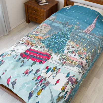The Enchanted Christmas Market Blanket Plush Throw