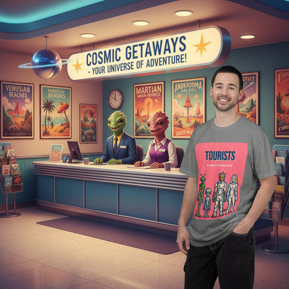 Tourists Alien T-Shirt — Retro Space Visitor Graphic Tee